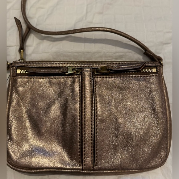 FOSSIL Erin Small Top Zip Crossbody Bag Handbag Copper Rose Gold Metallic NWT - Picture 2 of 12